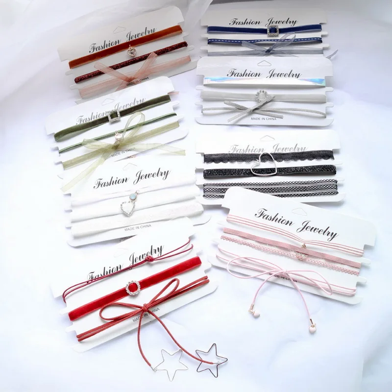 

Korean Fashion Velvet Lace Choker Necklace for Women Girls Cute Heart Bowknot Star Necklace Collares Kpop Jewelry Gift Wholesale