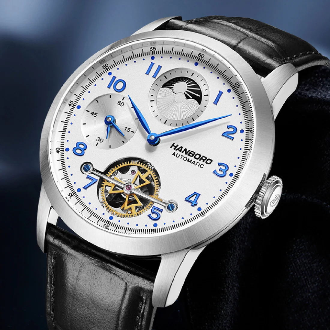 

HANBORO new design watches men Automatic Mechanical flywheel GMT business MAN Watch brand montre homme luxury relogio masculino