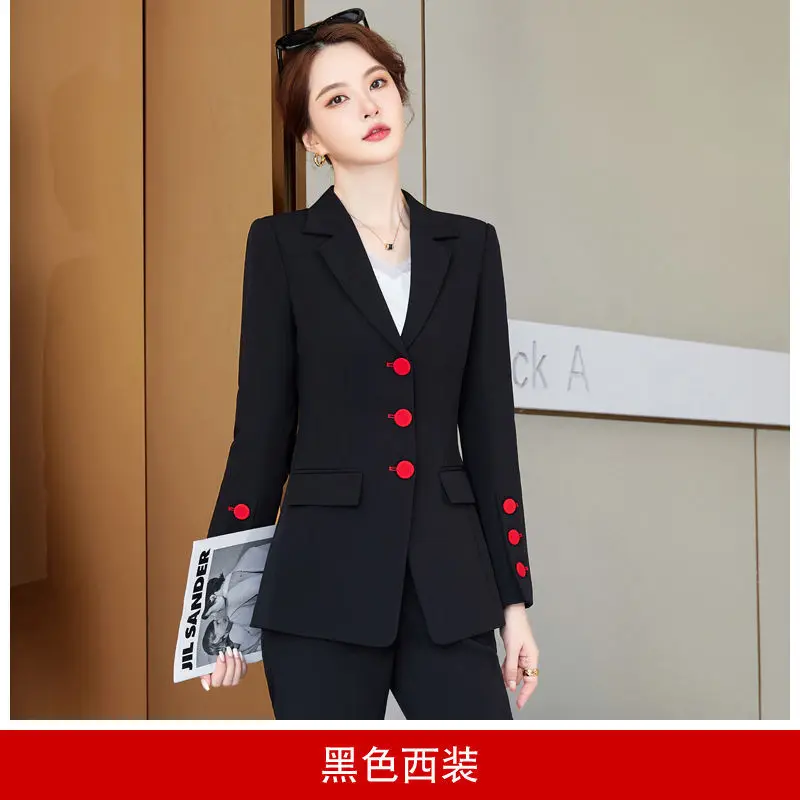 Korean Fashion Women Business Pantsuit Formal Office Ladies Blazer and Long Pants 2 Pieces Set Female Outerwear Outfits W67