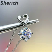 sherich heart shape 1 carat moissanite 925 sterling silver fashion elegant romantic pendant necklace women brand fine jewelry