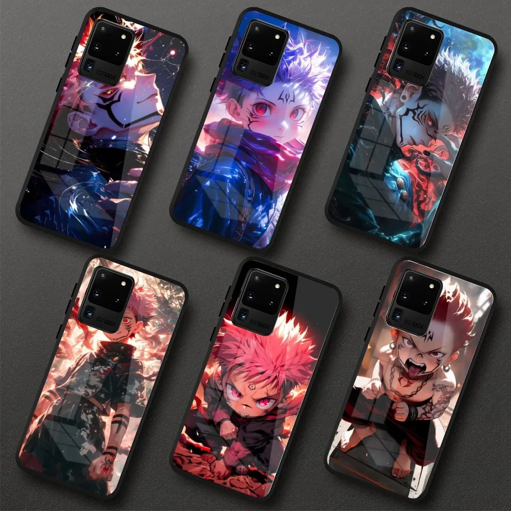 JJK Sukuna Mobile Cell чехол для телефона Samung S24 S23 S22 S21 Pro Ultra A13 A33 A53 NOTE 20 PC Glass Phone Cover Shell