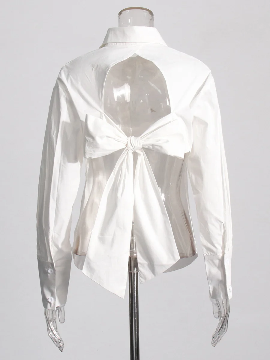 GetSpring женская рубашка 2024 весенняя новая модная элегантная повязка с бантом и