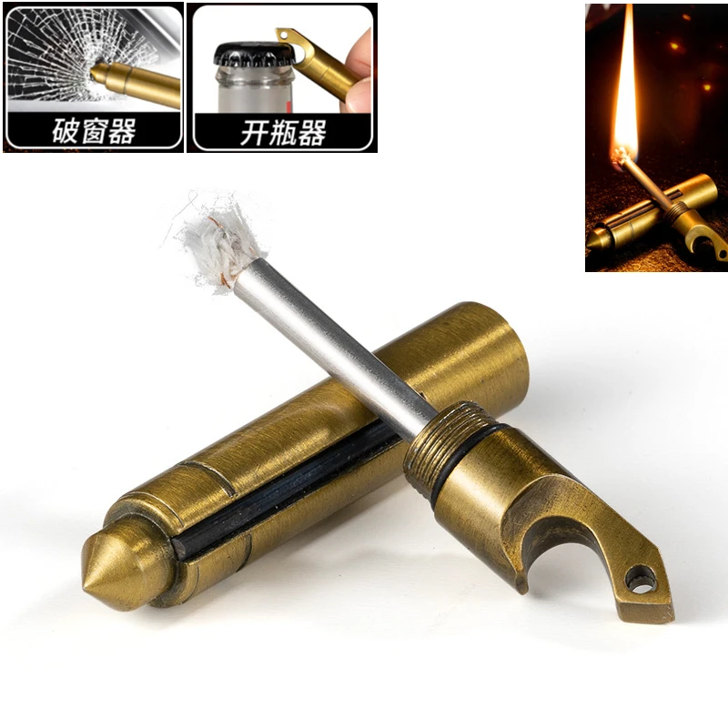 

New Multi-Function Kerosene Lighter Metal Beer Bottle Opener Self-Rescue Window Opener Wild Survival Barbecue Cigarette Lighter