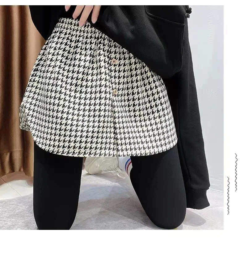 

Women Plaid Print Elastic Waist Fake Top Lower Sweep Adjustable Adult Unisex Shirt Extender Half Length Mini Skirt Hem S-XL