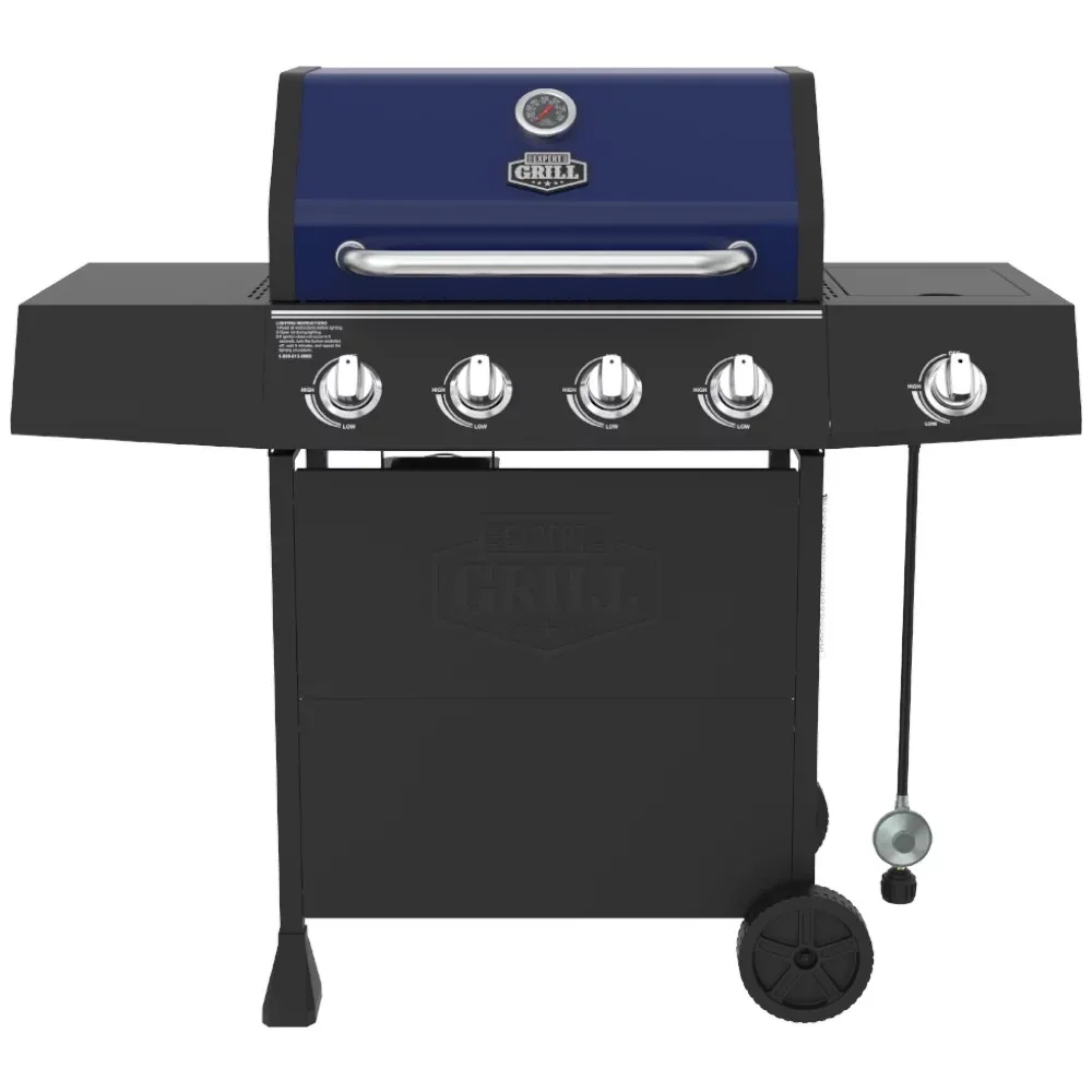 

4 Burner with Side Burner Propane Gas Grill in Blue