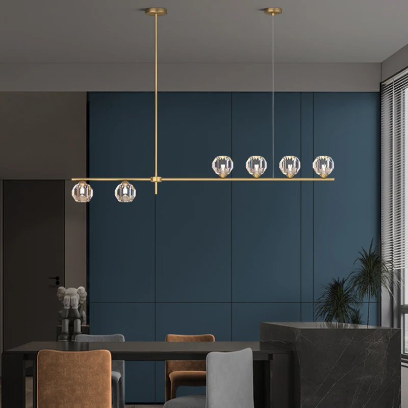 

Led Art Chandelier Pendant Lamp Ceiling Light Modern Minimalist Crystal Copper Lustre Dining Bar Cafe Indoor Decor Hanging