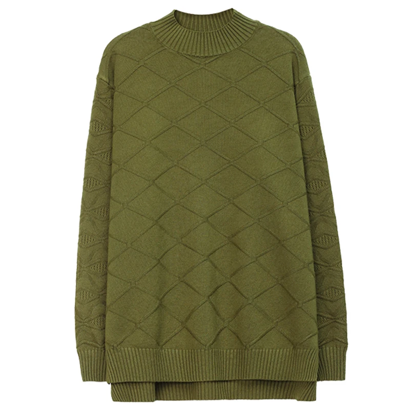 Очень большой осенне-зимний свитер с полувысоким воротником свободный 100 00 кг