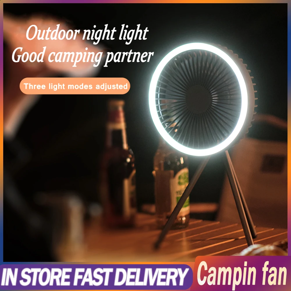 

Rechargeable Portable Fan Multifunctional USB Mini Fan Tripod Stand Air Cooling Fan with Night Light Outdoor Camping Ceiling Fan