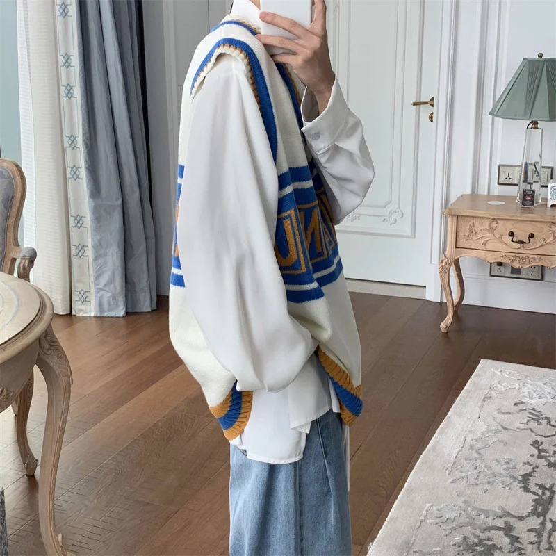 Трикотажный мужской жилет модная повседневная весенняя одежда с буквенным