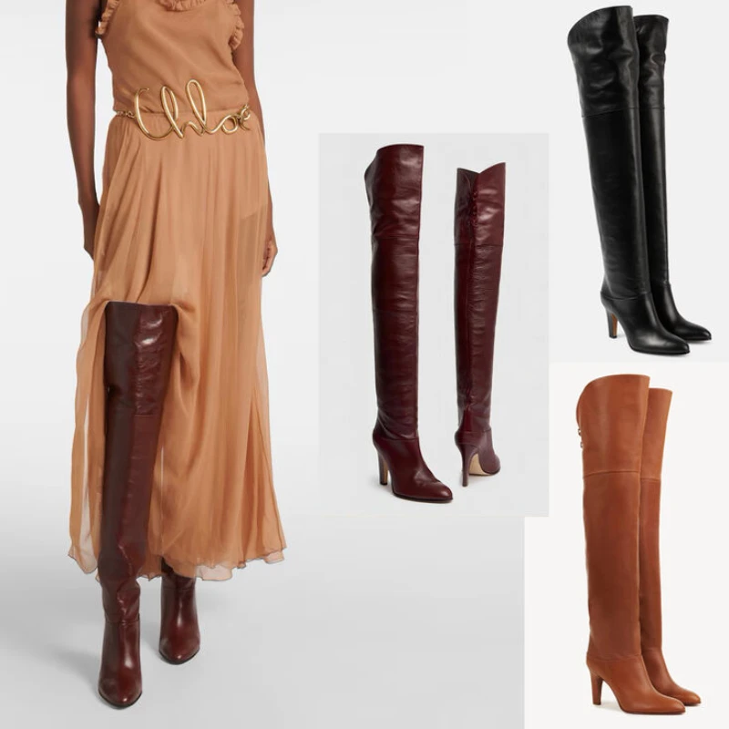 European and American Fashion High Heels Over The Knee Show Boots for Women Autumn Winter Strap Knight