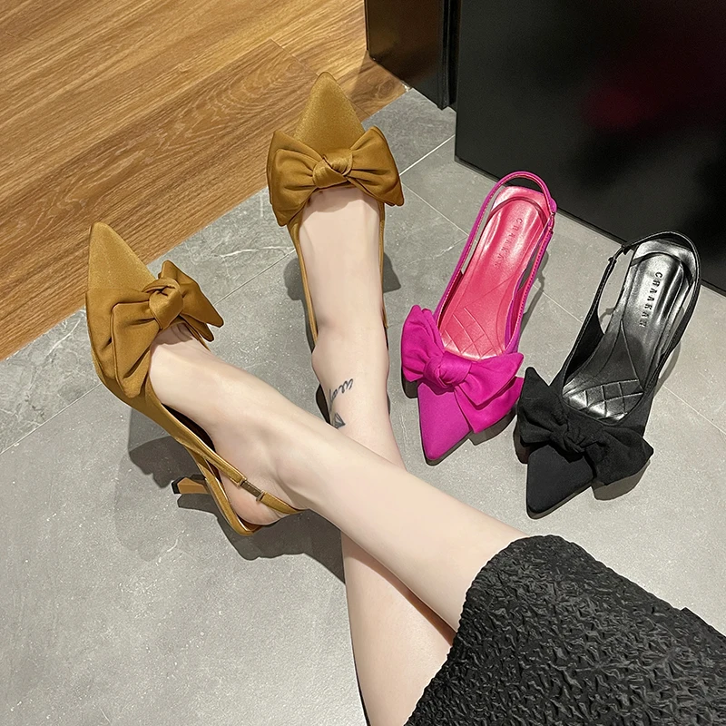 2024 женские летние новые элегантные дизайнерские сандалии с бантом из