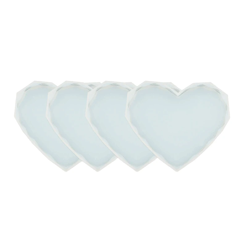 

4 Pack Heart Coaster Resin Molds,Diamond Edge Square Coaster Molds For Resin Casting, Epoxy Resin Silicone Tray Mold