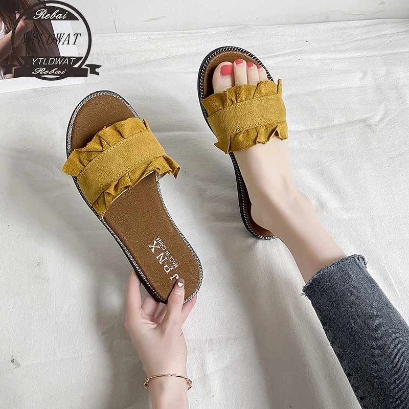 

2022 NEW Women Fashion Suede Leather Slippers Summer Sandals Shoes Boho Beach Outdoor Foot Wear Casual Slides