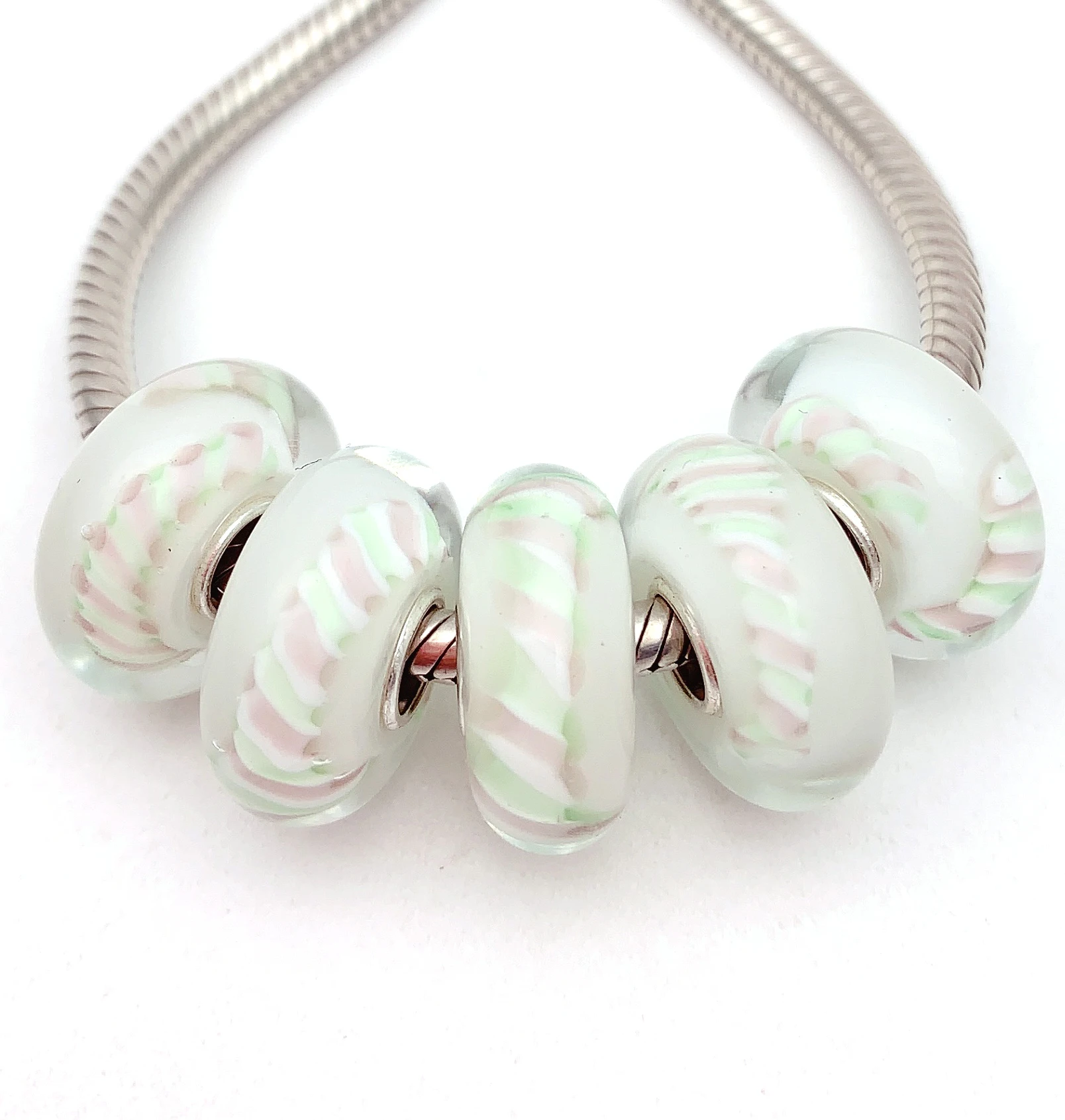 

YG798 5X 100% Authenticity S925 Sterling Silver Beads Murano Glassbeads NEW Fit European Charms Bracelet Diy Jewelry Lampwork
