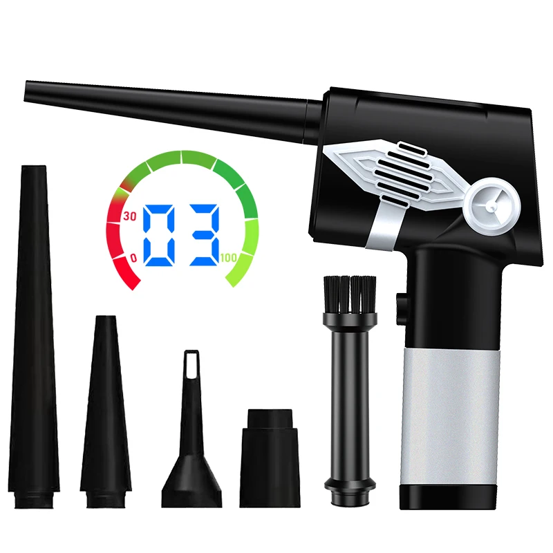 

LCD Cordless Electric Air Duster 90W 7500mAh Dust Blower Compressed Air Cans for Computer PC Keyboard 90000 RPM Powerful
