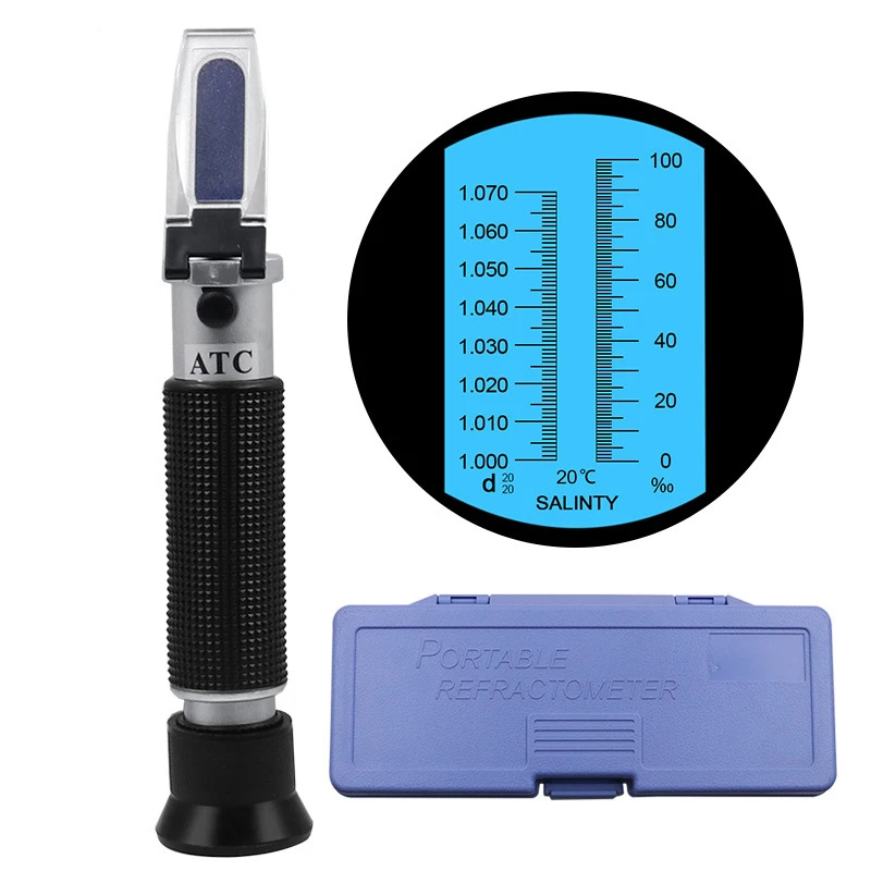 

Portable Refractometer for Saltwater Sea Salinity Meter Salt Water Concentration Aquarium Refractometer Dual Scale 0~100%
