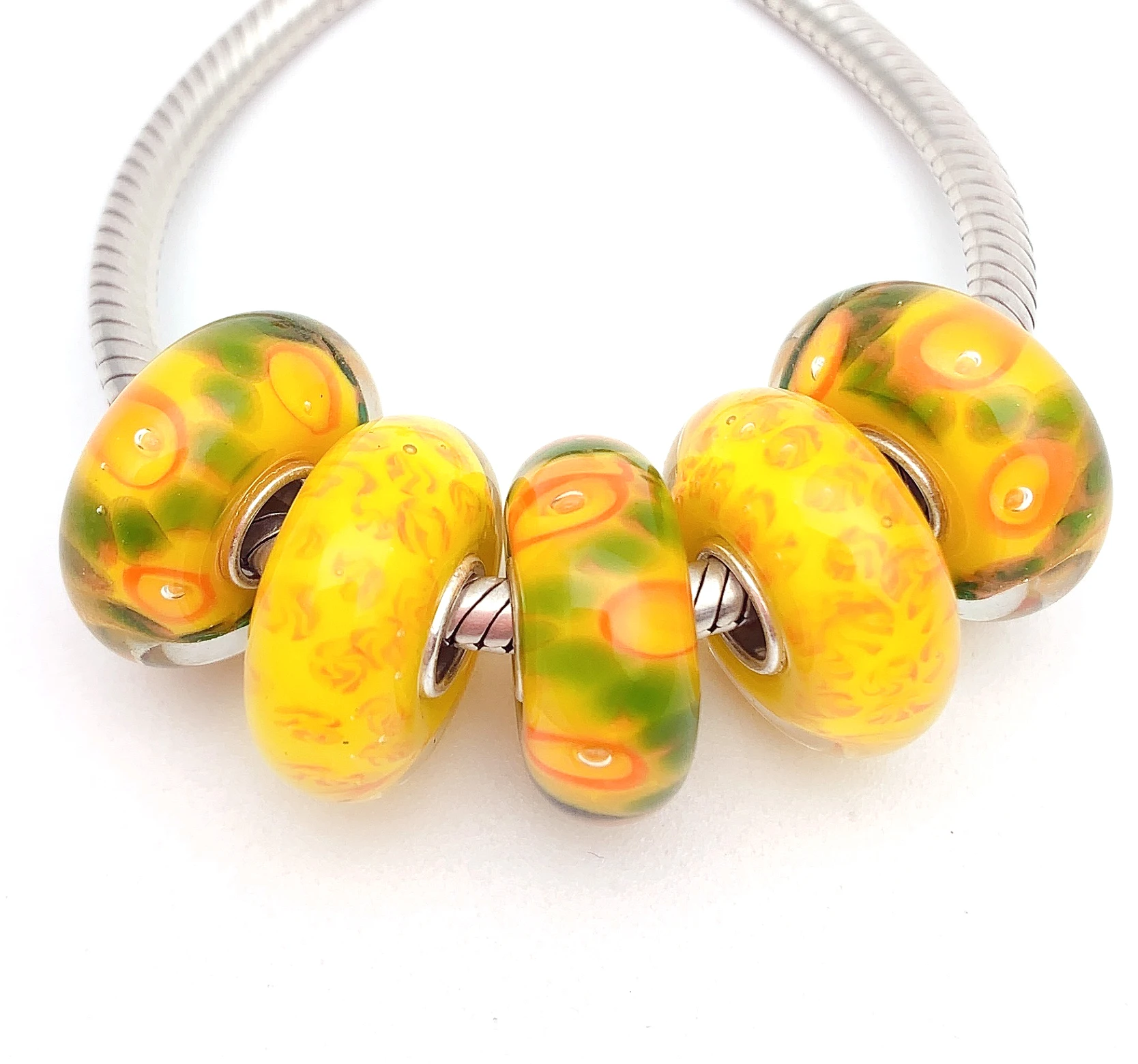 

YG35 5X 100% Authenticity S925 Sterling Silver Beads Murano Glassbeads beads Fit European Charms Bracelet diy jewelry Lampwork