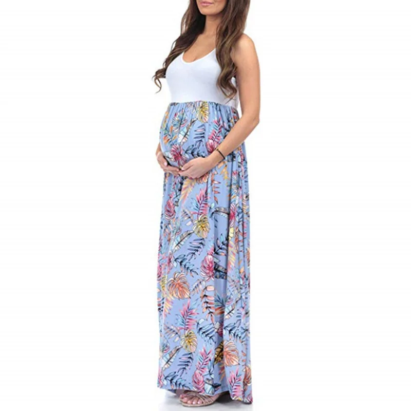 New Summer Pregnancy Clothes  Maternity Maxi Dress Fashion Sexy Plus Size Dress Cotton Sleeveless Splicing Pregnancy Dress enlarge