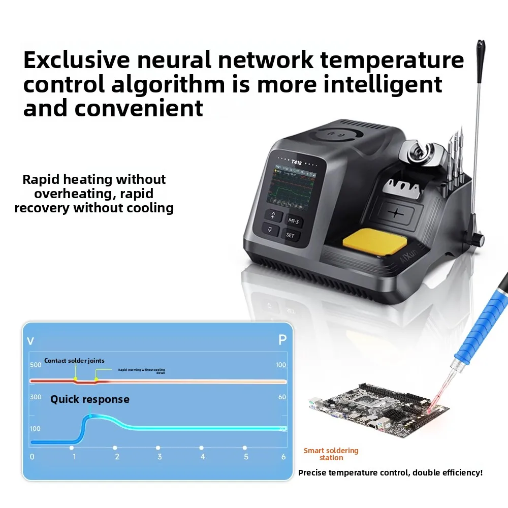 Фото Паяльная станция AIXUN 200W T413 с интегрированным прецизионным паяльником, совместимая с ручками T210/T245/T225 для точного ремонта электроники №4