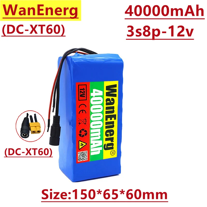 

2022 new 12V 3s8p rechargeable battery pack 800W 40AH,suitable for miner's lamp or other electronic equipment,with optional plug