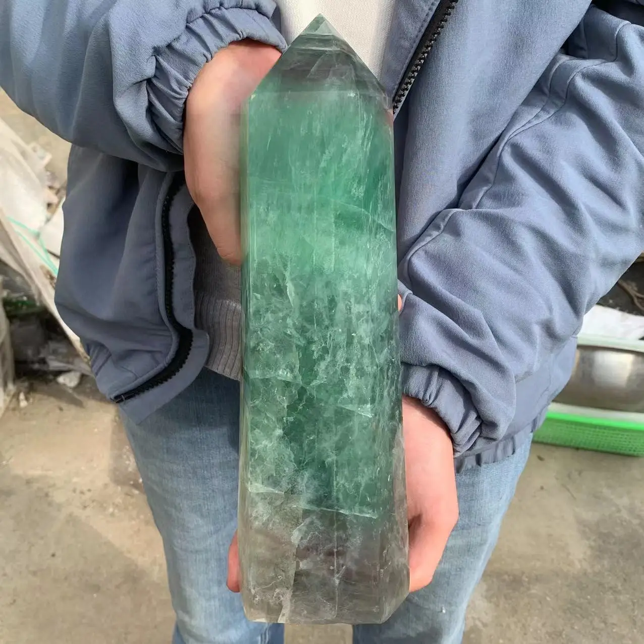 

100% Natural Large Green Fluorite Hexagon Column Truly Healing Crystal Point Energy Wand Room Decoration Witchcraft Trinket Gift