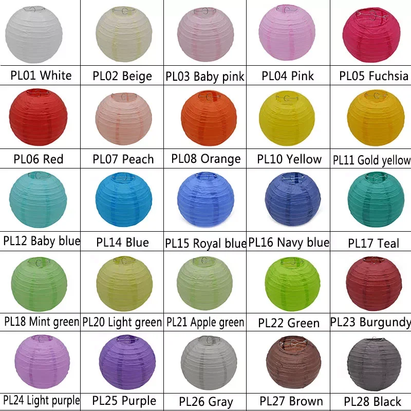 

20cm/25cm/30cm Colorful Chinese Round Hanging Paper Lanterns lamps Paper Crafts Party Festival Wedding Home DIY Decoration