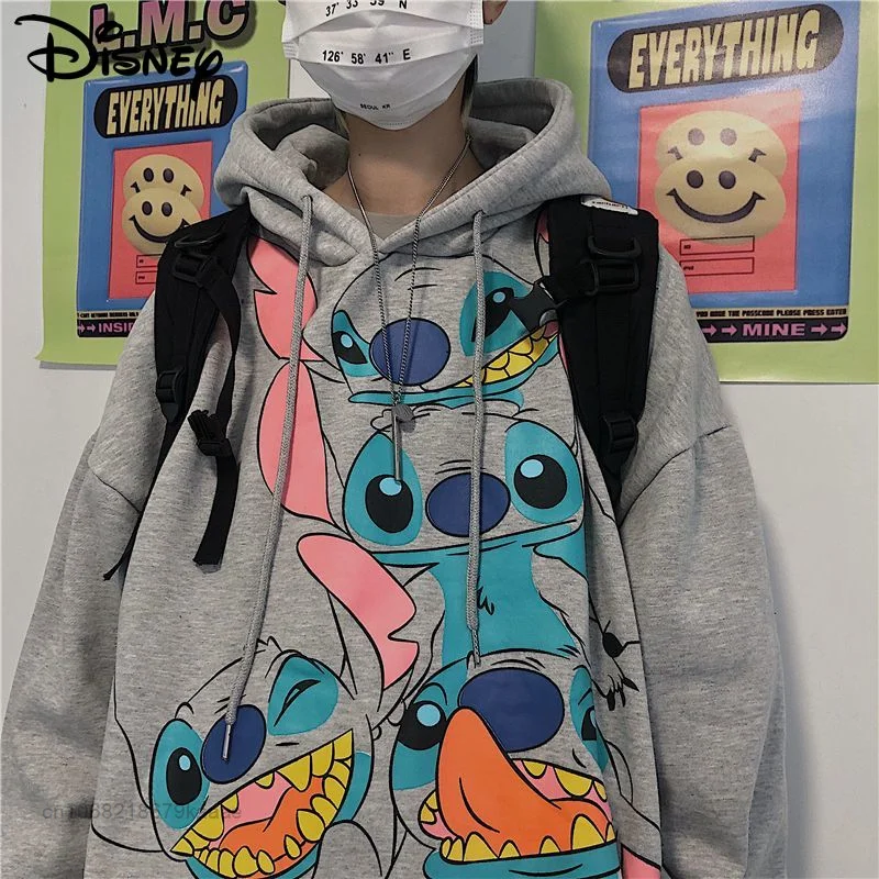 

Disney Cartoon Stitch Hoodie Women Men Harajuku Korean Style Top Shirts Couples Loose Pullovers Y2k Clothes Trend Sweatshirts