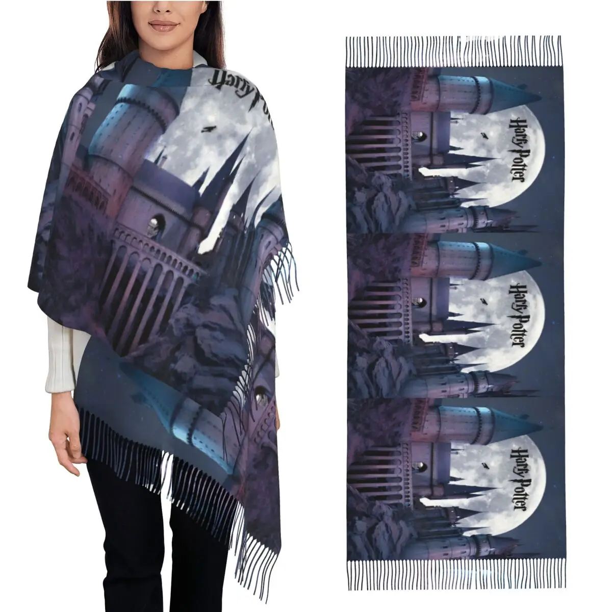 Шарф из фильма H-HARRY P-POTTER с длинной кисточкой теплая мягкая шаль женские