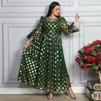 md polka dot print kaftan dress bohemian chiffon abayas dubai arabic turkish islamic clothing robe femme musulmane eid mubarak