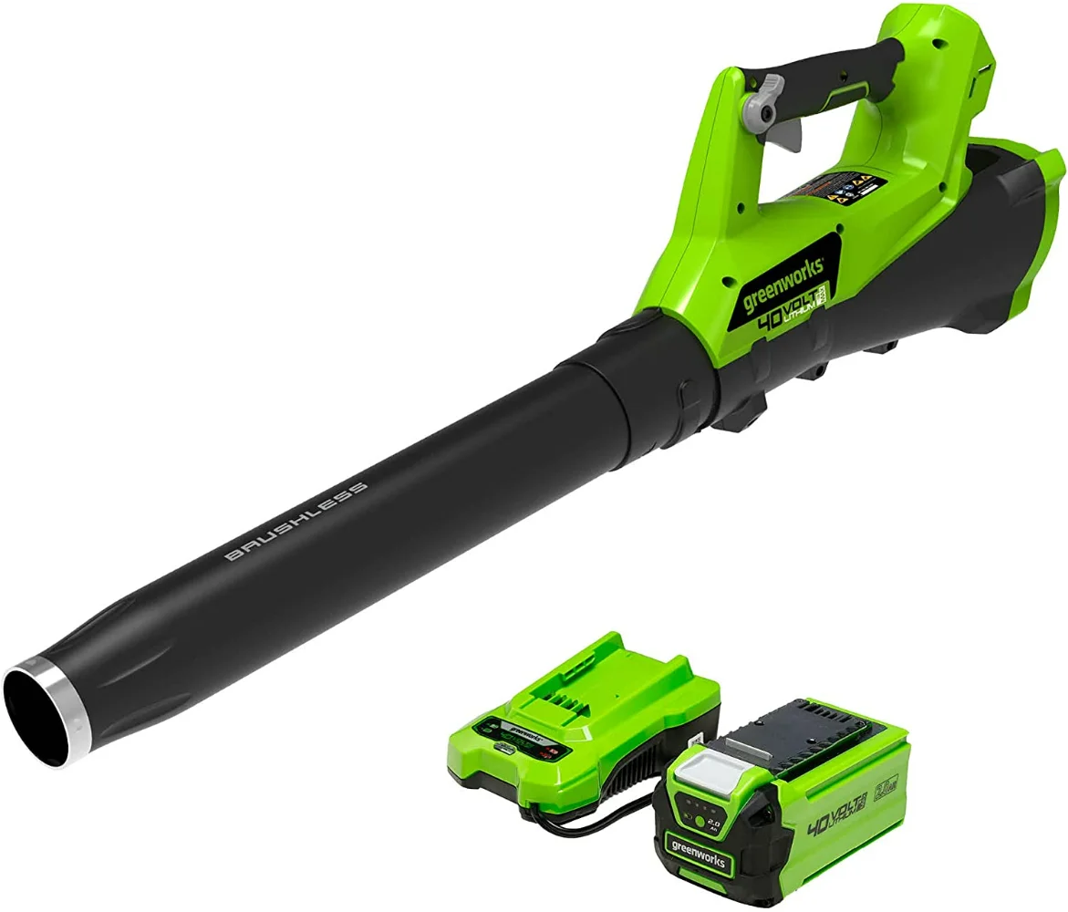 

Greenworks 40V (115 MPH / 430 CFM) Brushless Cordless Axial Leaf Blower, 2.0Ah Battery and Charger Included