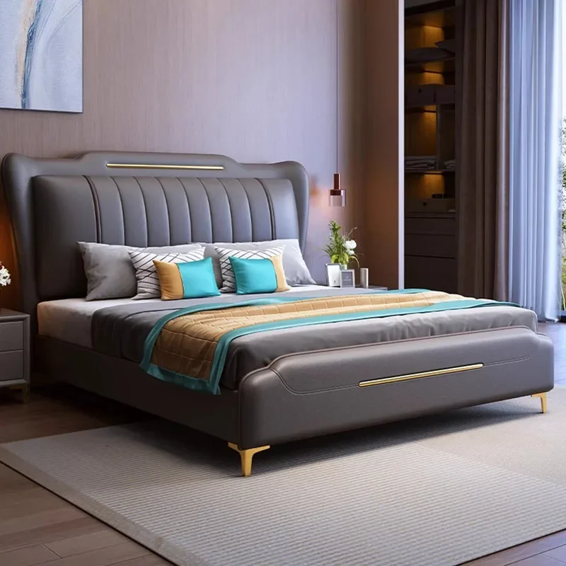 Роскошная детская двуспальная кровать Современная двухспальная с изголовьем