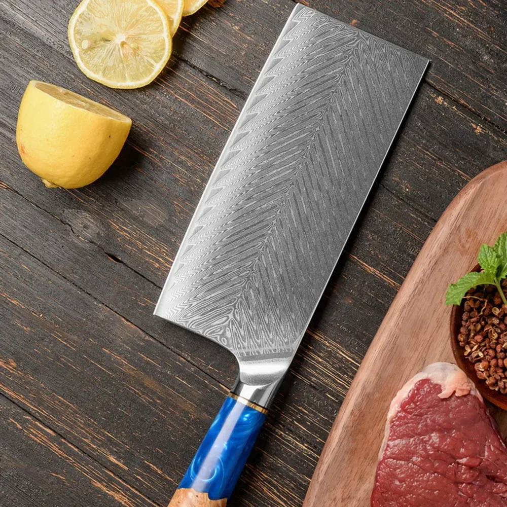 Универсальный кухонный нож VG10 ножи шеф-повара из дамасской стали мясника тесак