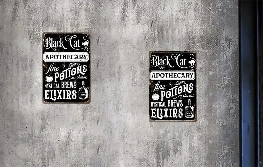 Готическая Металлическая Настенная Табличка С Черным Котом Хэллоуин