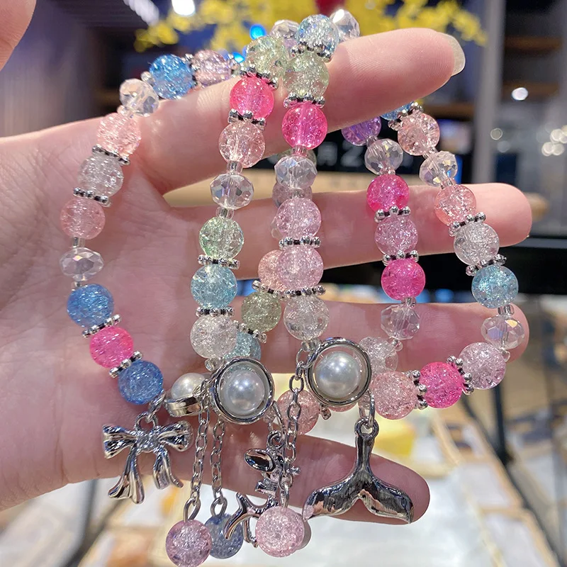 

Moon Cloud Flower Jewelry Accessories Wholesale INS Cute Popcorn beads Bracelet Friendship Glass Bracelets For Girls Star