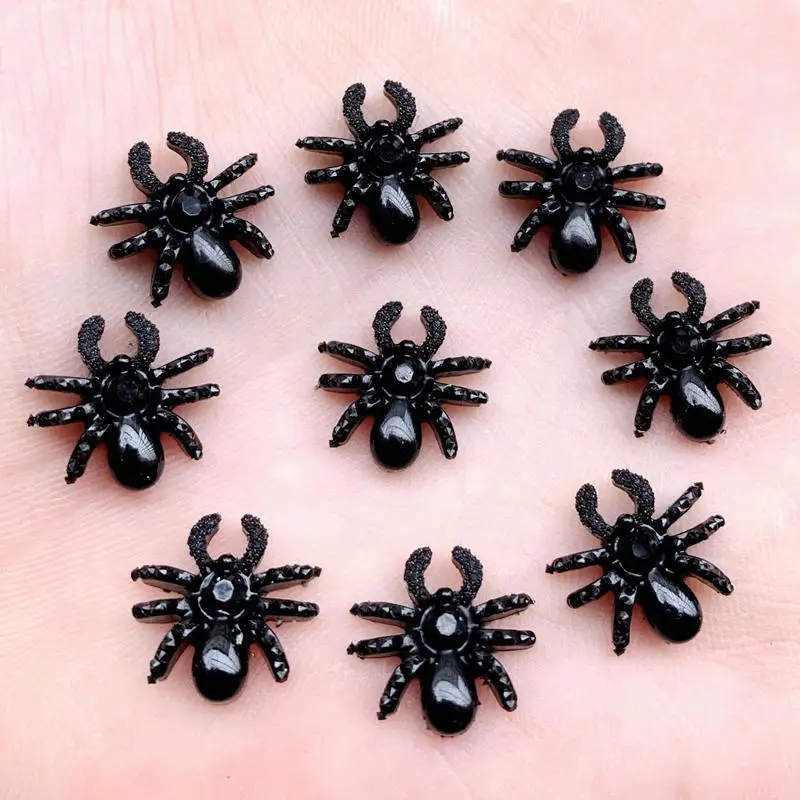 

Free shipping!Wholesale 600pcs Glitter Spider 3d Charms Jewelry Resin DIY Decorations Stickers Earrings -HB58