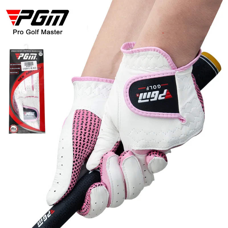 

Перчатки для гольфа из овчины PGM 1 пара, мягкие дышащие перчатки для гольфа, спортивный ремень, Нескользящие перчатки из дышащей сетки