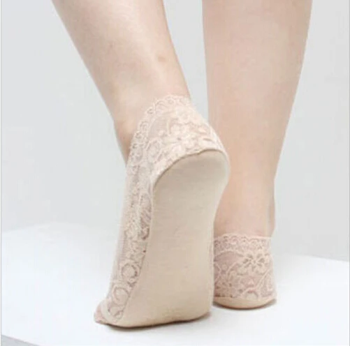 

Удобные летние женские носки-лодочки из силикагеля и кружева для девочек, невидимые женские нескользящие Нескользящие тапочки, нескользящ...