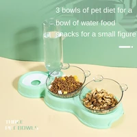 pet dog double bowl automatic drinking dog bottle feeder anti overturning food bowl cute cat rice bowl cat bowl dog accessories