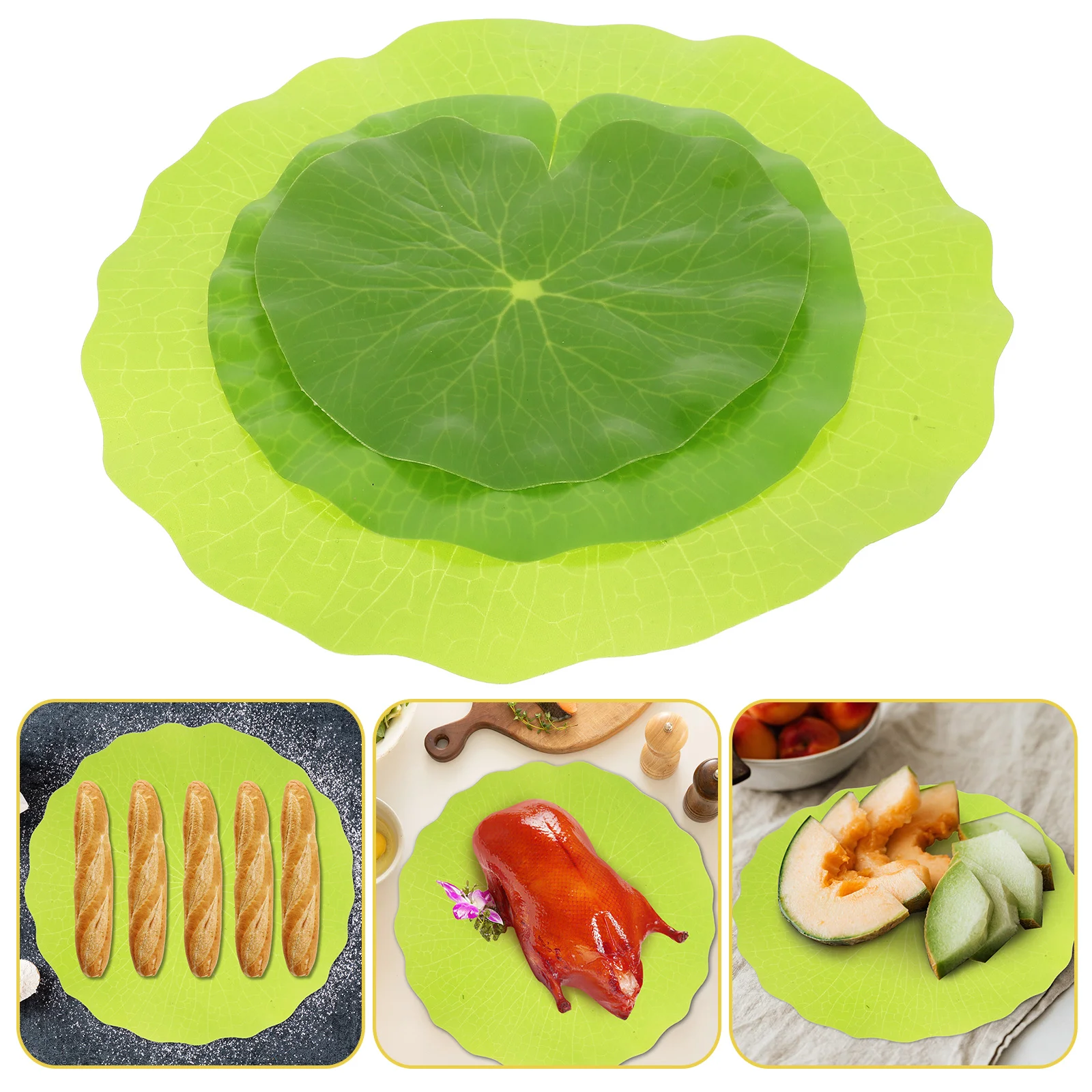 

3pcs Leaf Placemat Artificial Leaf Food Mat Artificial Lotus Leaves Table Centerpiece Place Mats