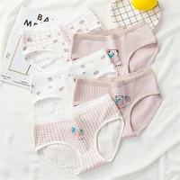 cute strawberry bear girl briefs mid waist seamless underpants cotton panties female lingerie women underwear
