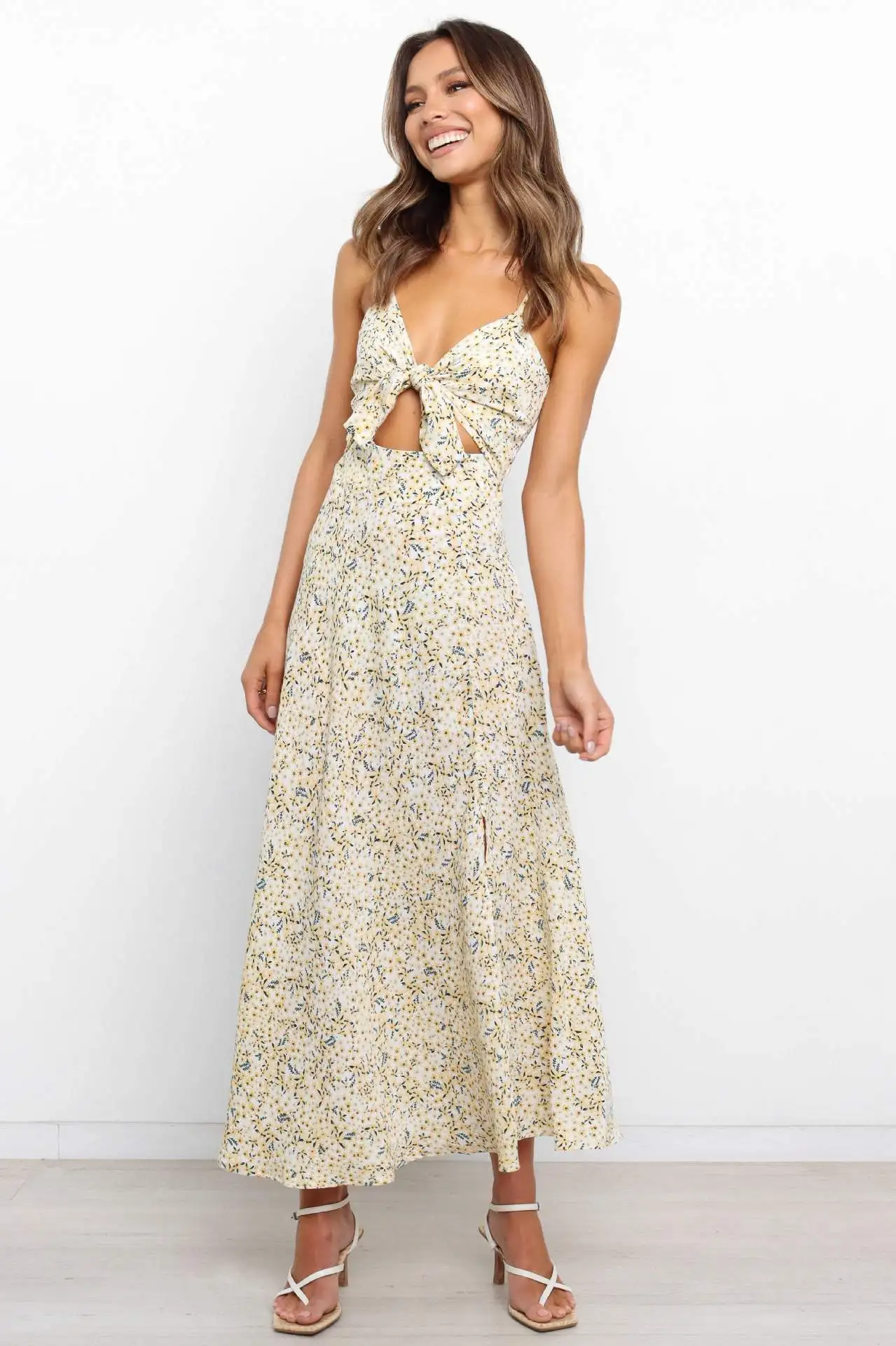 

Женская одежда, Новое поступление 2023, элегантное вечернее платье знаменитости, сексуальное платье на бретельках со средней талией и принтом, необычное платье