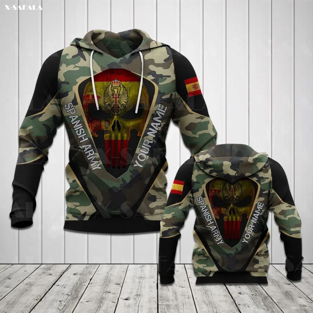 

It is Honor SPANISH ARMY CAMO Flag SKULL 3D Print Zipper Hoodie Man Female Pullover Sweatshirt Hooded Jacket Jersey Tracksuits