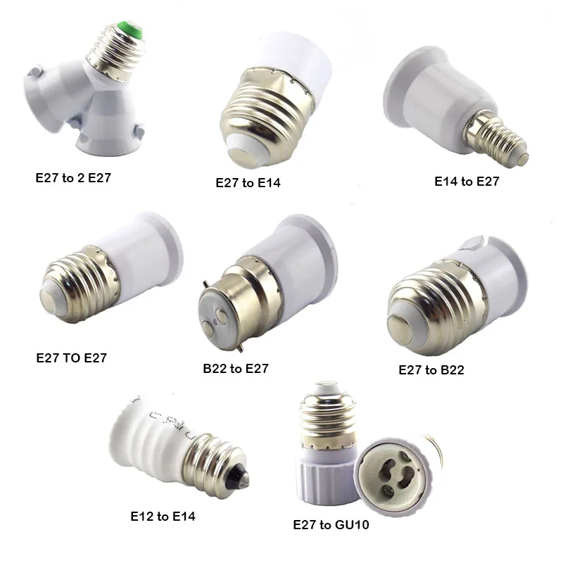 

High Quality LED Bulb Base Conversion Lamp E27 E14 GU10 B22 Holder Converter Socket Adapter Fireproof Material For Bulbs Light