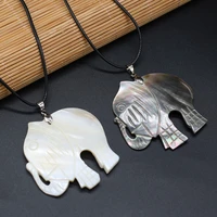 natural shell black alloy elephant pendant necklace for jewelry making diy necklaces accessories charms gift party decor 50x55mm