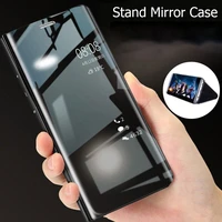 Smart Mirror Flip Stand Phone Case For Huawei Smart 2021 Y7A PSmart Plus 2019 Y5P Y6P Y7P Y8P Y9A 2020 Leather Cover