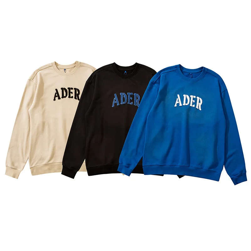 

Ader Error Pullover Men Women Autumn 21SS AE Men's Letter Denim Embroidery Women's Oversized Hoodie Sweatshirts 1:1 High Quality