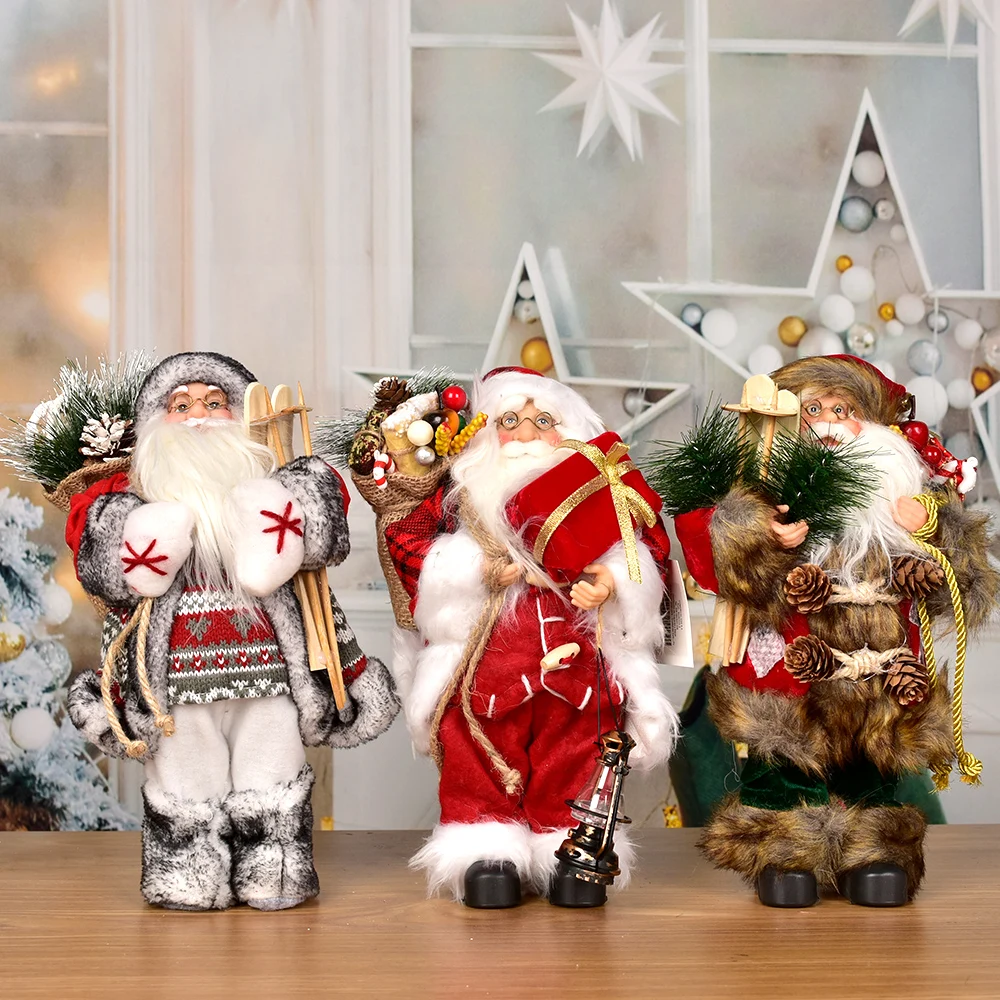 

30cm/45cm Christmas Large Santa Claus Dolls Ornaments Standing Santa Figurine Doll Christmas Home Decoration Kids Gift 2022