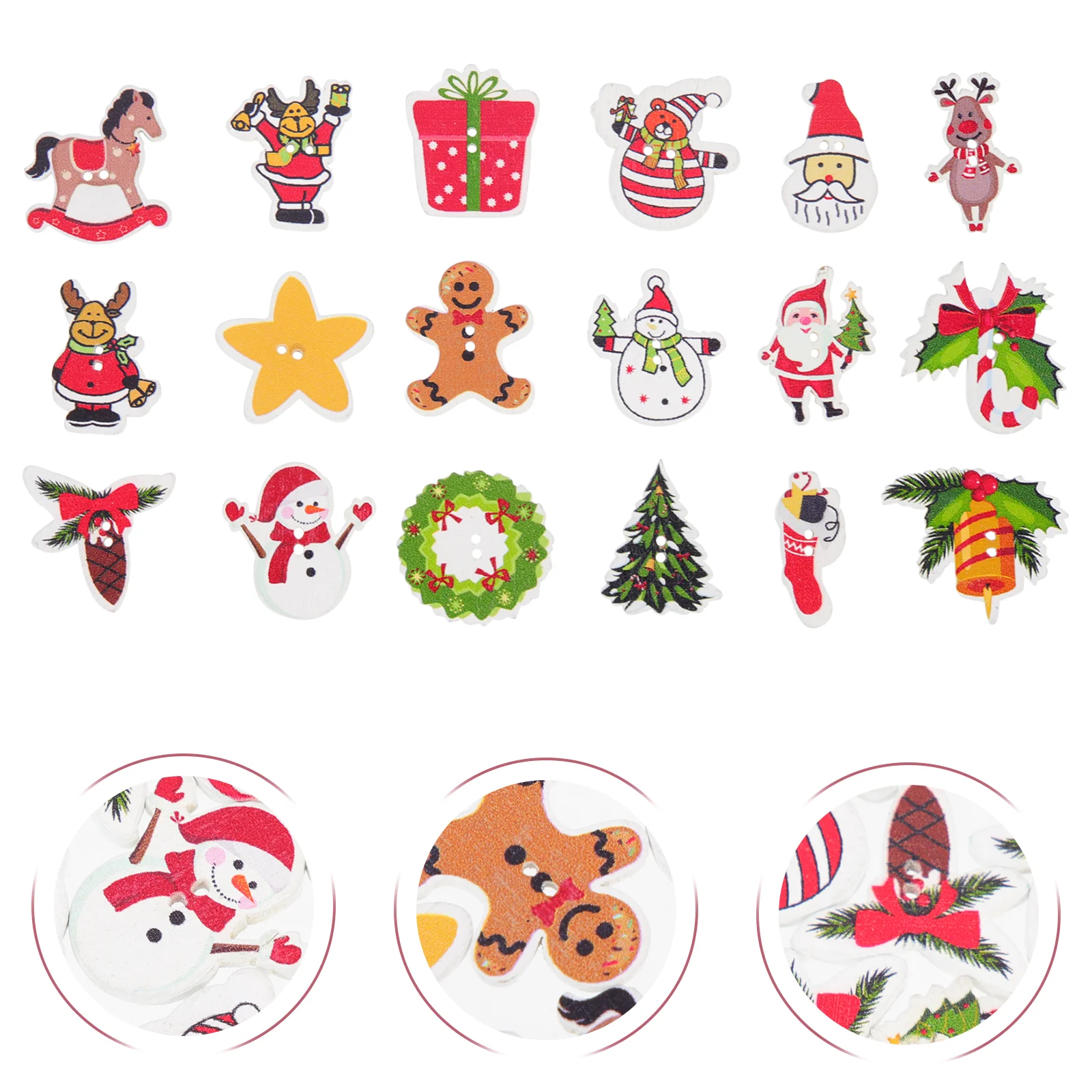 

Buttons Christmas Wooden Sewing Wood Embellishmentscrafts Scrapbooking Holiday Reindeer Holes Santa Tree Button Decorativeclaus