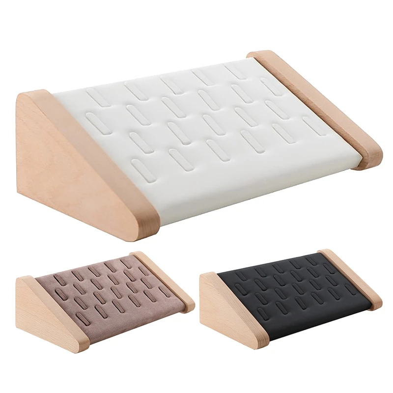 

Подставка для колец из массива дерева, витрина с 22 ячейками для хранения ювелирных изделий, витрина для подвесок, серег