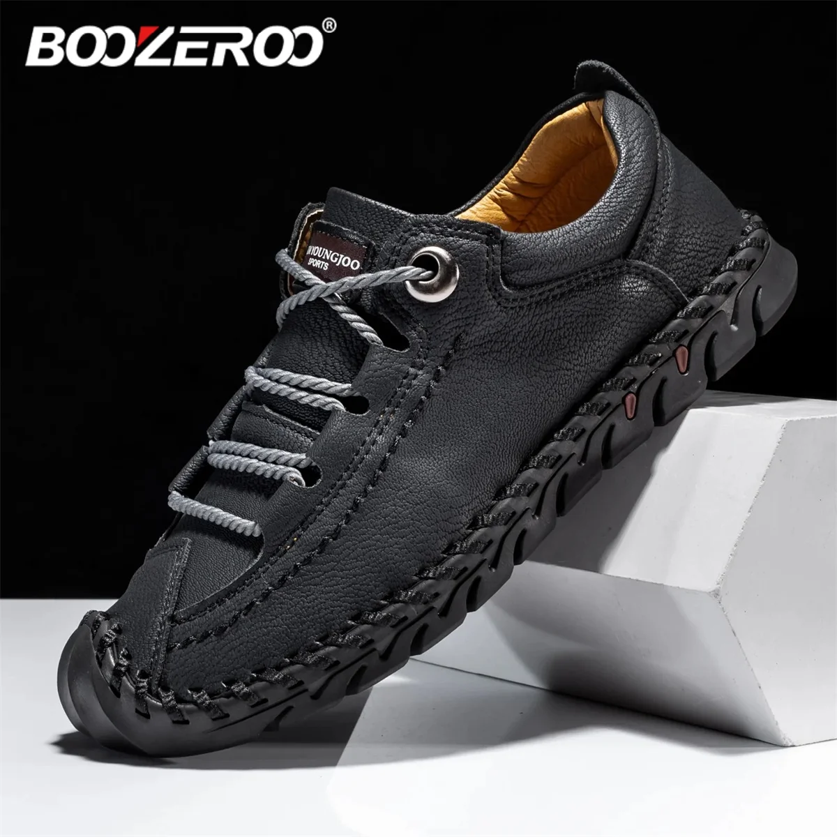 BOOZEROO Классическая кожаная повседневная мужская обувь ручной работы уличные